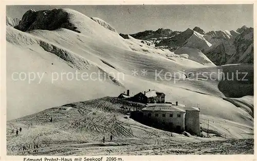 AK / Ansichtskarte Oberstdorf Edmund Probst Haus mit Seekopf Allgaeuer Alpen Winterpanorama Kat. Oberstdorf