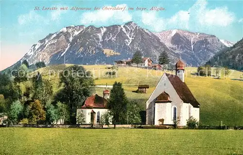 AK / Ansichtskarte Oberstdorf St Loretto Kapellen mit Alpenrose Allgaeuer Alpen Kat. Oberstdorf