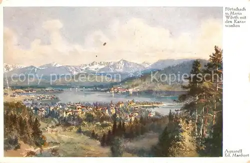 AK / Ansichtskarte Poertschach Woerthersee mit Maria Woert und den Karawanken Kat. Poertschach Woerther See Kaernten