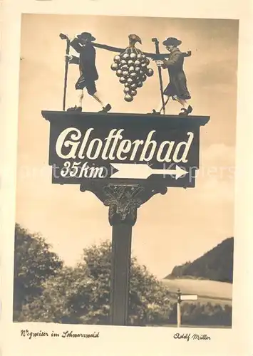 AK / Ansichtskarte Schwarzwald Hinweisschild Glotterbad Kat. Regionales