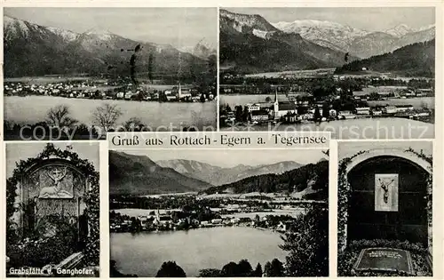 AK / Ansichtskarte Rottach Egern Gesamtansicht mit Alpenpanorama Grabstaette von Ganghofer Kat. Rottach Egern