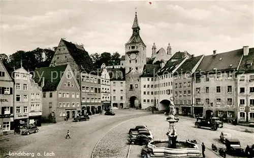 AK / Ansichtskarte Landsberg Lech Hauptplatz Schmalzturm Marienbrunnen Kat. Landsberg am Lech