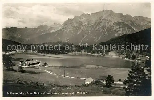 Mittenwald Bayern Panorama Blick auf Lautersee Karwendel und Woerner Alpen Kat. Mittenwald