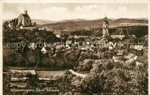 Goessweinstein Panorama mit Basilika und Burg Fraenkische Schweiz Kat. Goessweinstein