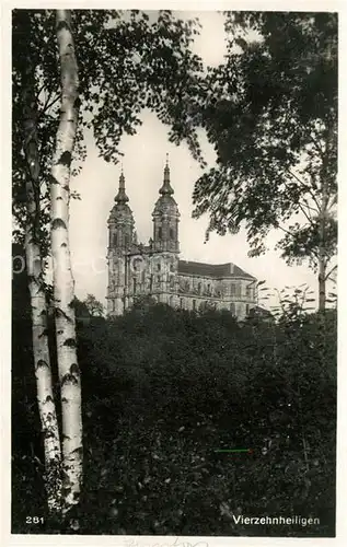 Vierzehnheiligen Durchblick zur Basilika Kat. Bad Staffelstein