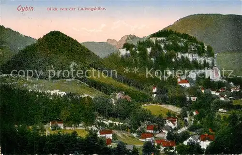 Oybin Panorama Blick von der Ludwigshoehe Berg Oybin Zittauer Gebirge Silesia Karte Nr 74 Kat. Kurort Oybin