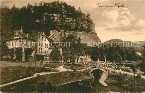 Oybin Partie am Fluss Berg Oybin Zittauer Gebirge Kat. Kurort Oybin