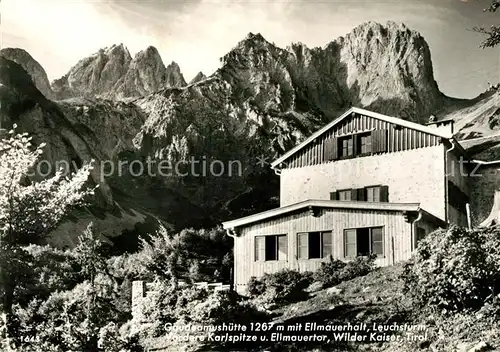 AK / Ansichtskarte Gaudeamushuette Ellmauerhalt Leuchsturm Vordere Karlspitze Ellmauertor Wilder Kaiser Kat. Wildermieming