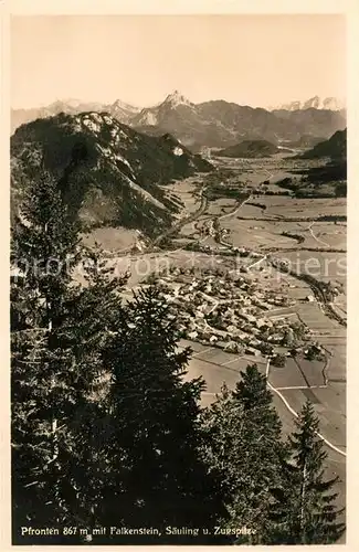 AK / Ansichtskarte Pfronten Landschaftspanorama mit Falkensein Saeuling und Zugspitze Kat. Pfronten