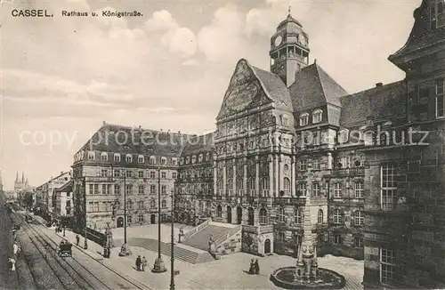 AK / Ansichtskarte Kassel Rathaus Koenigstrasse Brunnen Kat. Kassel