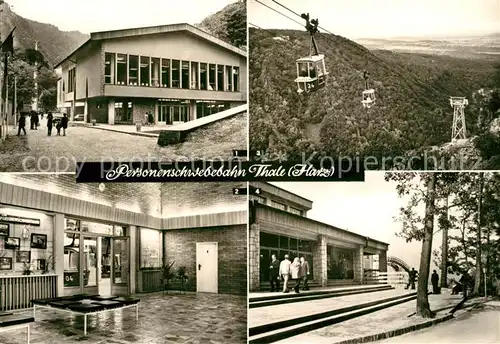 AK / Ansichtskarte Thale Harz Personenschwebebahn Talstation Eingangshalle Berghotel Rosstrappe Kat. Thale