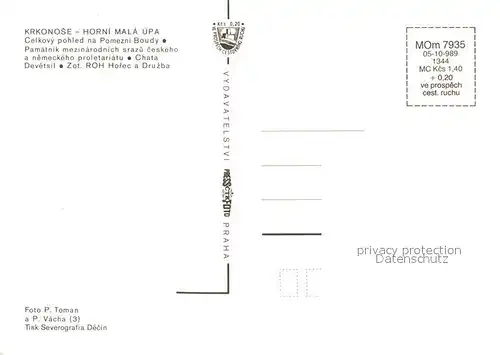 AK / Ansichtskarte Krkonose Horni Mala Upa Pomezni Boudy Chata Devetsil Horec a Druzba Kat. Polen
