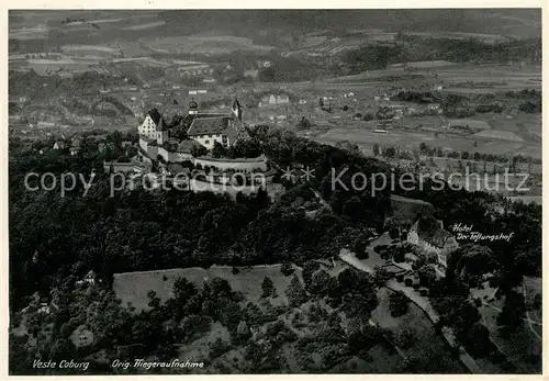 Coburg Veste mit Hotel der Festungshof Original Fliegeraufnahme Kat. Coburg