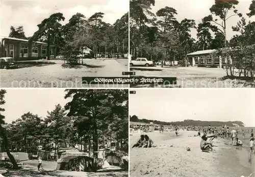 AK / Ansichtskarte Goehren Ruegen Zeltplatz Strand Mobilheime Kaufhalle Gasthaus Zur Duene Kat. Goehren Ostseebad Ruegen