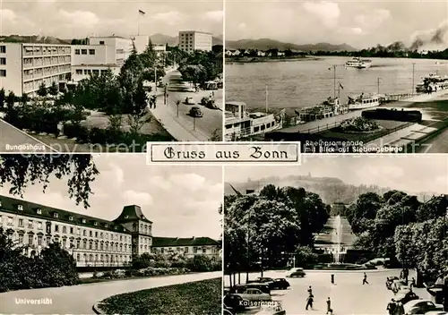 AK / Ansichtskarte Bonn Rhein Bundeshaus Rheinpromenade Siebengebirge Universitaet Kaiserpfalz Kat. Bonn