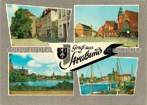 AK / Ansichtskarte Stralsund Mecklenburg Vorpommern Kniepertor Bahnhof Teichpromenade Hafen mit Schiff Seebad Heringsdorf Kat. Stralsund