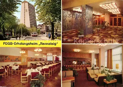 AK / Ansichtskarte Oberhof Thueringen FDGB Erholungsheim Rennsteig Empfang Speisesaal Bar Kat. Oberhof Thueringen