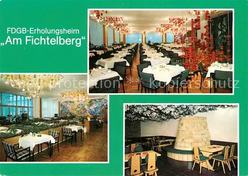 AK / Ansichtskarte Oberwiesenthal Erzgebirge FDGB Erholungsheim Am Fichtelberg Speisesaal Urlaubercafe Steigerzimmer Kat. Oberwiesenthal