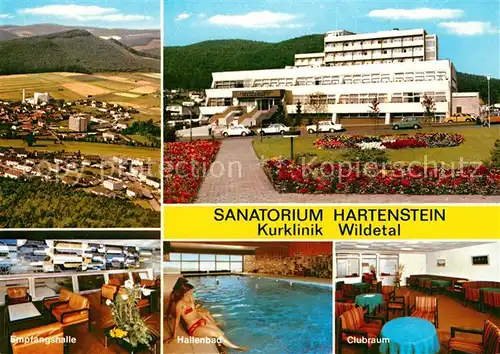 AK / Ansichtskarte Bad Wildungen Sanatorium Hartenstein Fliegeraufnahme Empfangshalle Hallenbad Clubraum Kat. Bad Wildungen