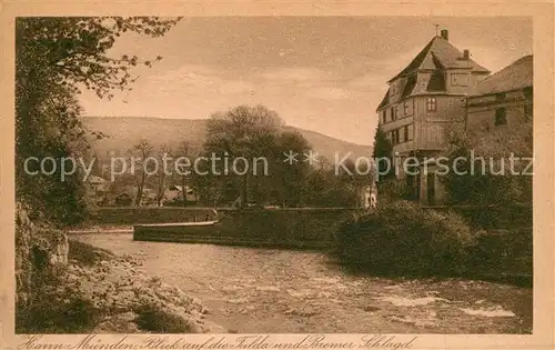 AK / Ansichtskarte Hann. Muenden Blick auf Fulda und Bremer Schlagd Kupfertiefdruck Kat. Hann. Muenden