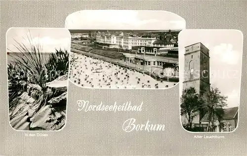 AK / Ansichtskarte Borkum Nordseebad Duenen Fliegeraufnahme Strand Alter Leuchtturm Kat. Borkum