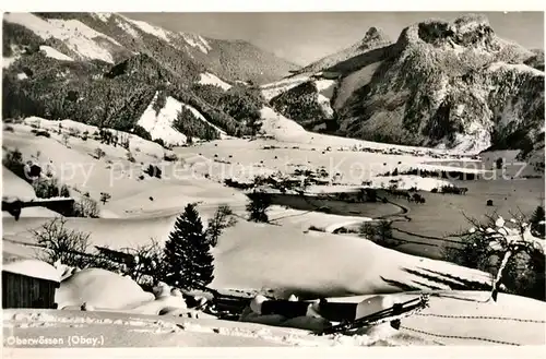 AK / Ansichtskarte Oberwoessen Winterlandschaft Alpenpanorama Kat. Unterwoessen