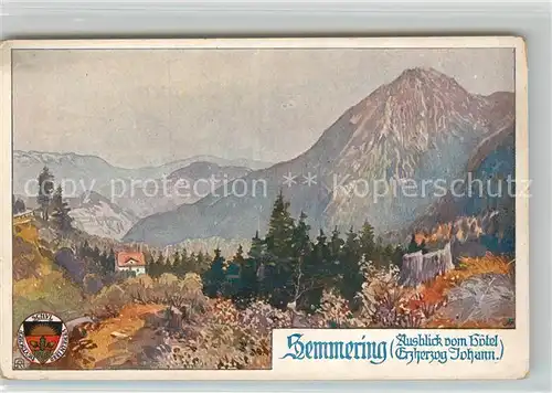 AK / Ansichtskarte Semmering Niederoesterreich Ausblick vom Hotel Erzherzog Johann Kuenstlerkarte Kat. Semmering