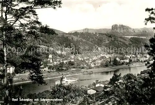 AK / Ansichtskarte Bad Schandau Elbepartie mit Schrammsteinen Kat. Bad Schandau