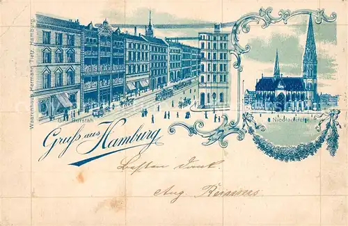 AK / Ansichtskarte Hamburg Grosser Burstah Nicolaikirche Litho Deutsche Reichspost Kat. Hamburg