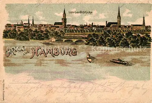 AK / Ansichtskarte Hamburg Stadtbild mit Lombardsbruecke Kirchen Alster Deutsche Reichspost Litho Kat. Hamburg