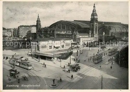 AK / Ansichtskarte Bahnhof Hamburg Hauptbahnhof Strassenbahn Kat. Eisenbahn