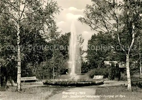 AK / Ansichtskarte Rheinsberg Diaet Sanatorium Hohenelse Fontaene im Park Kat. Rheinsberg