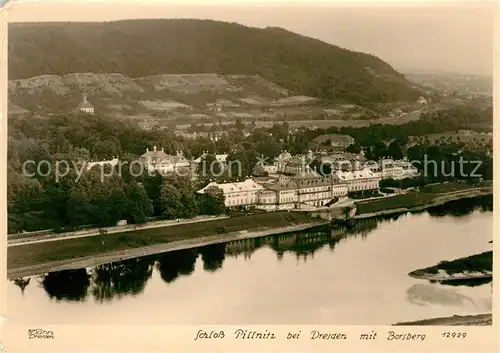 AK / Ansichtskarte Dresden Schloss Pillnitz mit Borsberg Fliegeraufnahme Kat. Dresden Elbe