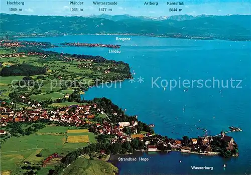 AK / Ansichtskarte Wasserburg Bodensee Fliegeraufnahme Kat. Wasserburg (Bodensee)