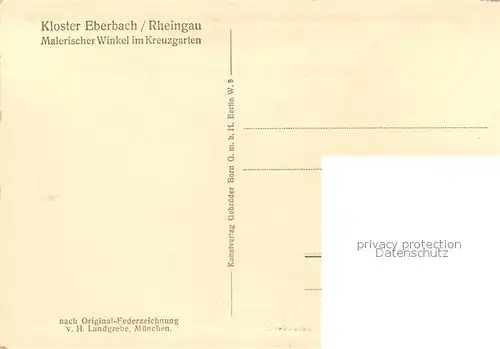 AK / Ansichtskarte Eberbach Rheingau Malerischer Winkel im Kreuzgarten Federzeichnung Kat. Eltville am Rhein