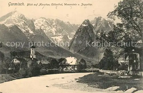 AK / Ansichtskarte Garmisch Partenkirchen Blick auf Alpspitze Hoellenthal Waxenstein und Zugspitze Wettersteingebirge Kat. Garmisch Partenkirchen