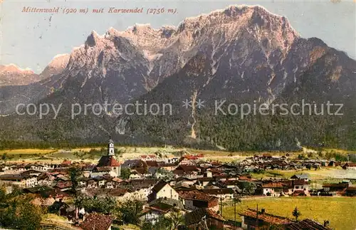 AK / Ansichtskarte Mittenwald Bayern Gesamtansicht mit Karwendel Kat. Mittenwald