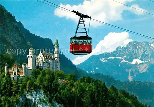 AK / Ansichtskarte Seilbahn Tegelberg Schwangau Allgaeu Schloss Neuschwanstein Kat. Bahnen