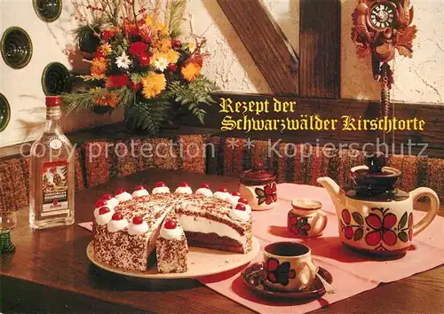 AK / Ansichtskarte Schnaps Kirschwasser Rezept Schwarzwaelder Kirschtorte  Kat. Genussmittel