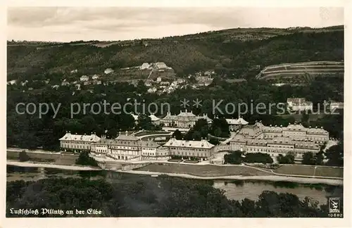 AK / Ansichtskarte Pillnitz Lustschloss an der Elbe Fliegeraufnahme Kat. Dresden