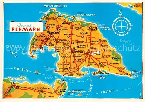 AK / Ansichtskarte Fehmarn Ortungskarte Potesdorf Bisdorf Kat. Fehmarn