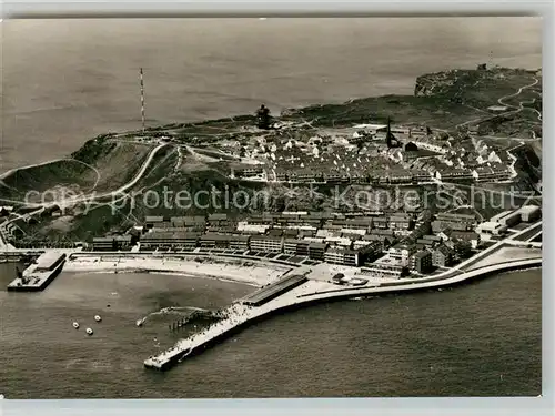 AK / Ansichtskarte Helgoland Landungsbruecke mit Unter  und Oberland Fliegeraufnahme Kat. Helgoland