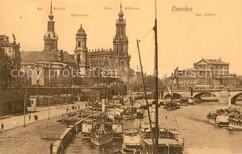 AK / Ansichtskarte Dresden Kgl Schloss Staendehaus Hofkirche Kgl Hofoper Kat. Dresden Elbe