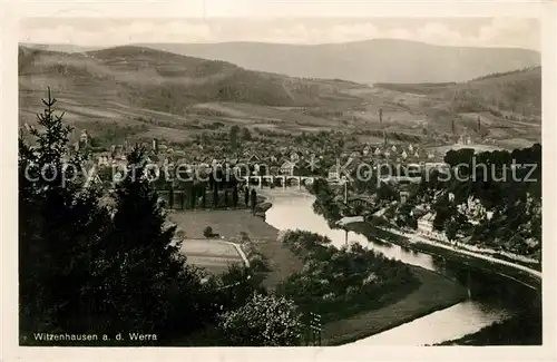 AK / Ansichtskarte Witzenhausen Panorama Blick ueber die Werra Kat. Witzenhausen