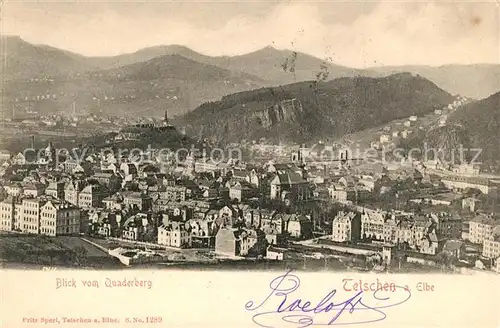 AK / Ansichtskarte Tetschen Bodenbach Boehmen Blick vom Quaderberg mit Elbe Kat. Decin