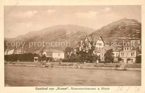 AK / Ansichtskarte Assmannshausen Rhein Gasthof zur Krone Kat. Ruedesheim am Rhein