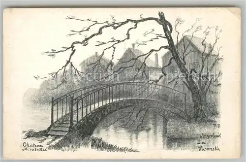 AK / Ansichtskarte Mirabeau Alpes de Haute Provence Chateau Passerelle Dessin Kuenstlerkarte Kat. Mirabeau