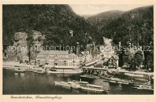 AK / Ansichtskarte Herrnskretschen Tschechien Boehmen Elbsandsteingebirge Elbepartie Schloss Kat. Hrensko