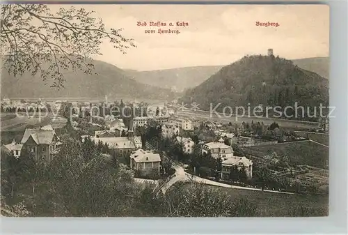 AK / Ansichtskarte Bad Nassau Blick vom Hemberg mit Burgberg Kat. Nassau Lahn