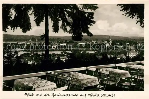 AK / Ansichtskarte Werder Havel Hotel Gaststaette Bismarckhoehe Blick von der Gartenterrasse Kat. Werder